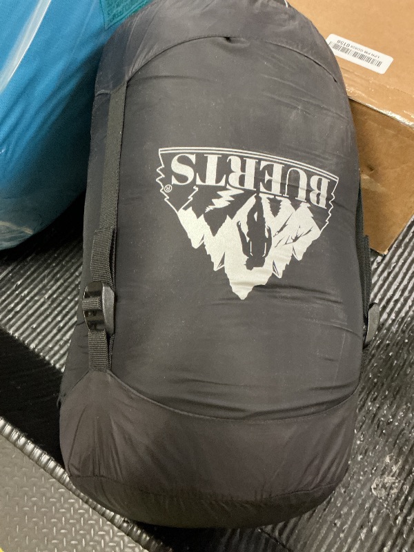 Photo 1 of BUERTS Down Sleeping Bag for Adult Backpacking Trips, 620FP, Cold Weather Sleeping Bag, 20°F, 40°F, 60°F. Mummy-Style for Hiking, Camping, and Mountaineering. Compact (10? to 23?, Black)
