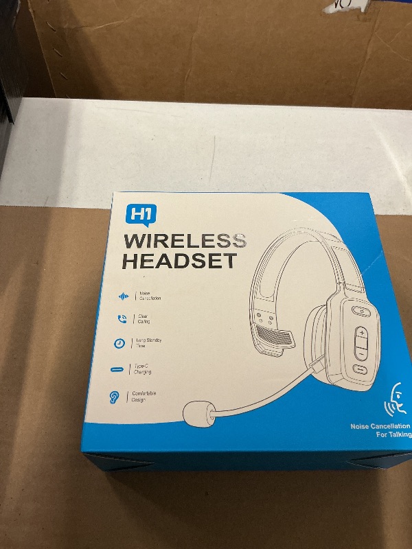 Photo 1 of Bluetooth Headset, 60hrs AI Noise Canceling V5.2 Over Head Headphones, Single Ear Trucker Wireless Headset with Mic, Mute Button, Multipoint, for Phones PC Computer Truck Driver Office Work - Black