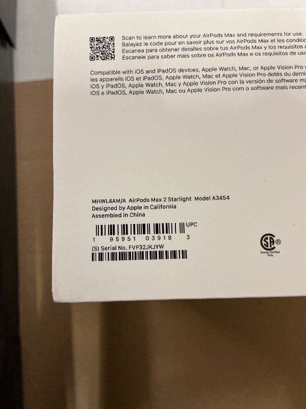 Photo 1 of Apple AirPods Max 2 Wireless Over-Ear Headphones, Active Noise Cancellation, Adaptive Audio, Personalized Spatial Audio, Live Translation, Bluetooth Headphones for iPhone – Starlight