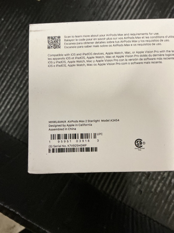 Photo 1 of Apple AirPods Max 2 Wireless Over-Ear Headphones, Active Noise Cancellation, Adaptive Audio, Personalized Spatial Audio, Live Translation, Bluetooth Headphones for iPhone – Starlight