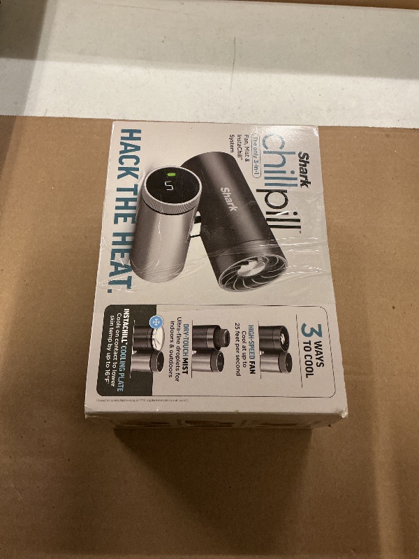 Photo 1 of Shark ChillPill – The Only 3-in-1 Personal Cooling System with Fan, InstaChill Cooling Plate & Dry-Touch Mist – Portable, Handheld, Drops Skin Temp Up to 16°F, 10 Speeds, Carbon, FA022