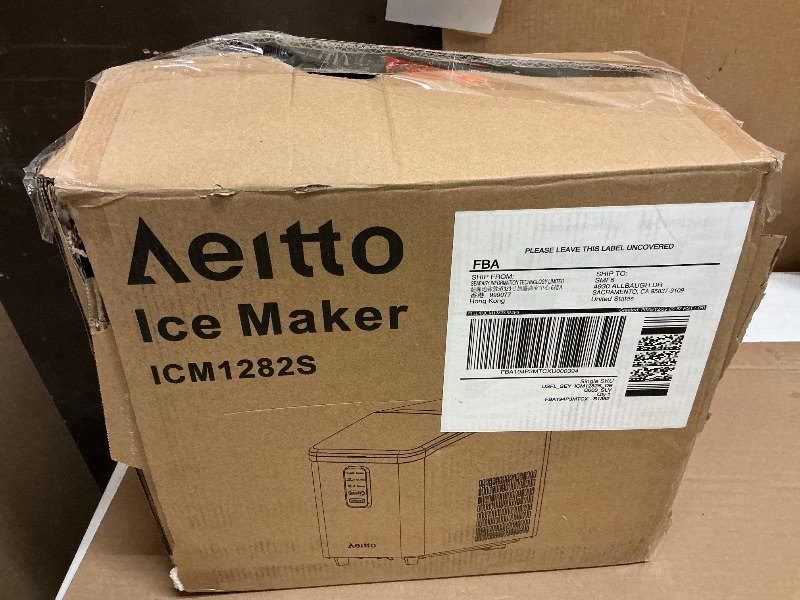 Photo 1 of Aeitto Ice Maker Countertop 26lbs/24H, Ice Machine 8 Ice Cubes Ready in 6 Mins, 2 Sizes of Bullet Ice Portable Ice Makers with Basket & Scoop, Auto Self-Cleaning for Home/Kitchen/Office Stainless
