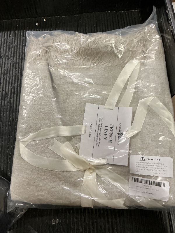 Photo 1 of 100% Pure Linen Blanket,100% Natural Flax Linen Throw Blanket, 79" L 100% French Flax Fabric,Soft,Breathable and Skin-Friendly Bed Blanket