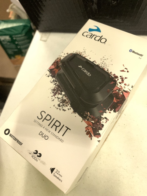 Photo 1 of Cardo Systems Spirit Motorcycle Bluetooth Communication Headset - Black, Dual Pack