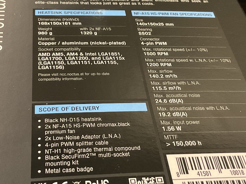 Photo 1 of Noctua Processor Cooler 15 Cm, W128290800