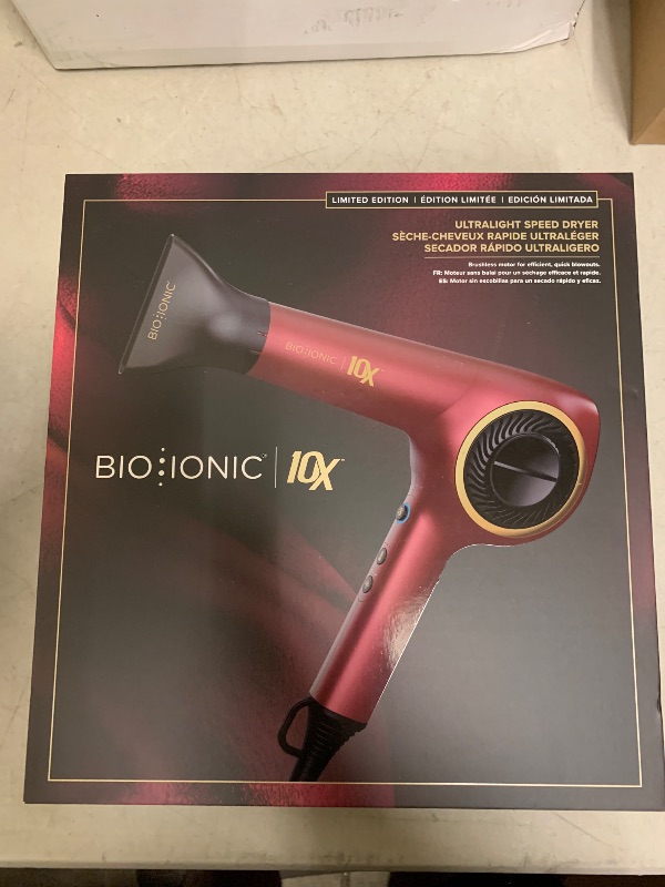 Photo 1 of Bio Ionic 10X Ultralight Speed Hair Dryer, Blow Dryer with Adjustable Heat & Speed, Memory Function, Professional Hair Styling Tool for Fast Hair Styles, Limited Edition Velvet Rouge