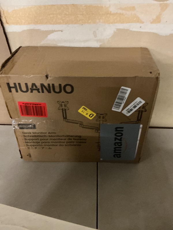 Photo 1 of HUANUO Triple Monitor Mount for 13-27 inch Computer Screens, Gaming 3 Monitor Desk Mount with Arm Holds 19.8lbs, Triple Monitors Stand with Tilt, Swivel, Rotation, VESA 75x75, 100x100mm