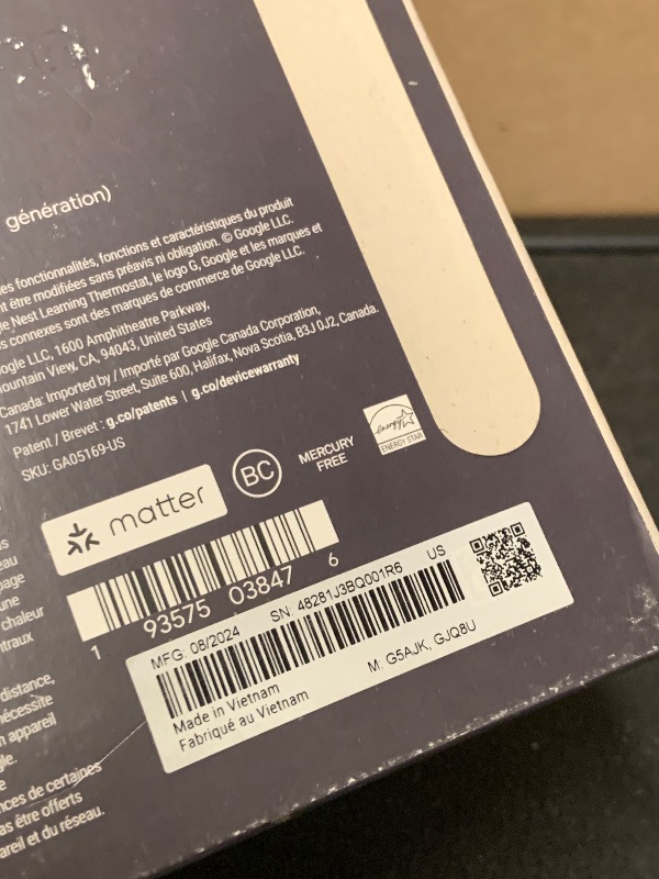 Photo 1 of Google Nest Learning Thermostat (4th gen) + Nest Temperature Sensor (2nd gen) - Obsidian