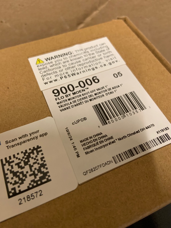 Photo 1 of Moen Flo 1-inch Smart Water Shut Off Valve, Smart Home Water Monitor Leak Detector, Wifi Connected, App Enabled Flow Meter and Shutoff, 900-006