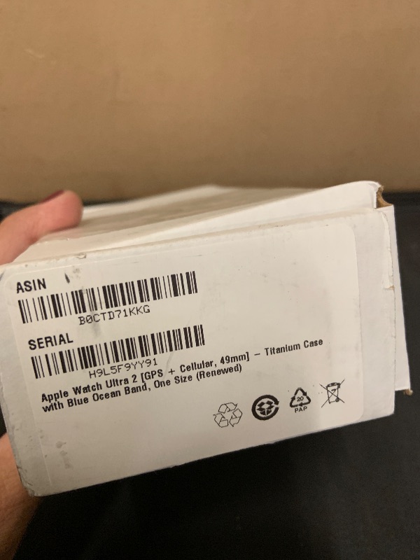 Photo 1 of Apple Watch Ultra 2 [GPS + Cellular, 49mm] - Titanium Case with Blue Ocean Band, One Size (Renewed)