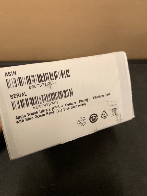 Photo 1 of Apple Watch Ultra 2 [GPS + Cellular, 49mm] - Titanium Case with Blue Ocean Band, One Size (Renewed)
