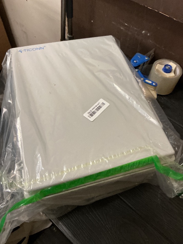 Photo 1 of TICONN Outdoor Electrical Box Waterproof, Junction Box IP67 ABS Plastic Enclosure with Hinged Cover with Mounting Plate, Wall Brackets, Cable Glands (Off-White, 15.7"x11.8"x7.1")