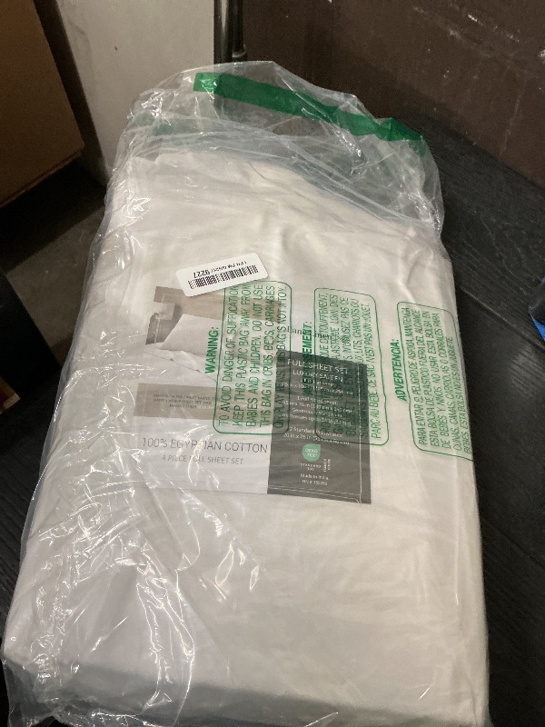 Photo 1 of LANE LINEN 100% Egyptian Cotton Full Size Bed Sheets, Soft & Comfy Luxury Hotel Style Thick Full Size Sheets, Fully Elasticized Reinforsed Seams No Pill Natural Cooling - White Sheets