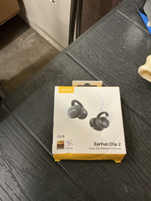 Photo 1 of EarFun Clip 2 Open Ear Earbuds, Clip On Headphones, LDAC, Hi-Res Audio, 12mm Titanium Driver, 4 Mics AI Clear Call, AI Translation Earbuds, Secure Fit, 40H Playtime, Bluetooth 6.0 for Running, Workout