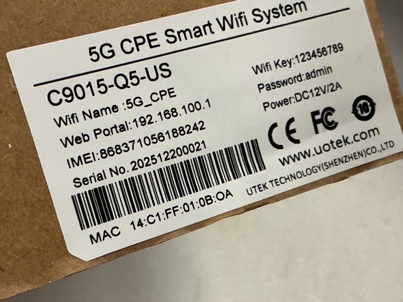 Photo 1 of UOTEK 5G SIM Card Router CPE, WiFi 6 5G Cellular Modem Dual Band NSA SA with SIM Card Slot for Smarthome Office Indoor High Speeed Wireless Router