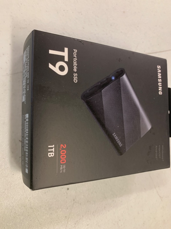 Photo 1 of Samsung T9 Portable SSD 1TB, USB 3.2 Gen 2x2 External Solid State Drive, Seq. Read Speeds Up to 2,000MB/s for Gaming, Students and Professionals, MU-PG1T0B/AM, Black