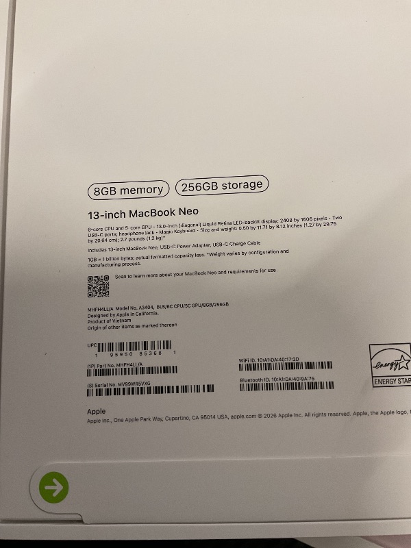 Photo 1 of FACTORY SEALED—- Apple 2026 MacBook Neo 13-inch Laptop with A18 Pro chip: Built for AI and Apple Intelligence, Liquid Retina Display, 8GB Unified Memory, 256GB SSD Storage, 1080p FaceTime HD Camera; Blush