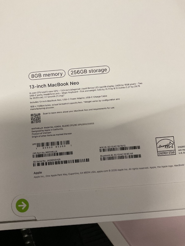 Photo 1 of FACTORY SEALED—- Apple 2026 MacBook Neo 13-inch Laptop with A18 Pro chip: Built for AI and Apple Intelligence, Liquid Retina Display, 8GB Unified Memory, 256GB SSD Storage, 1080p FaceTime HD Camera; Blush