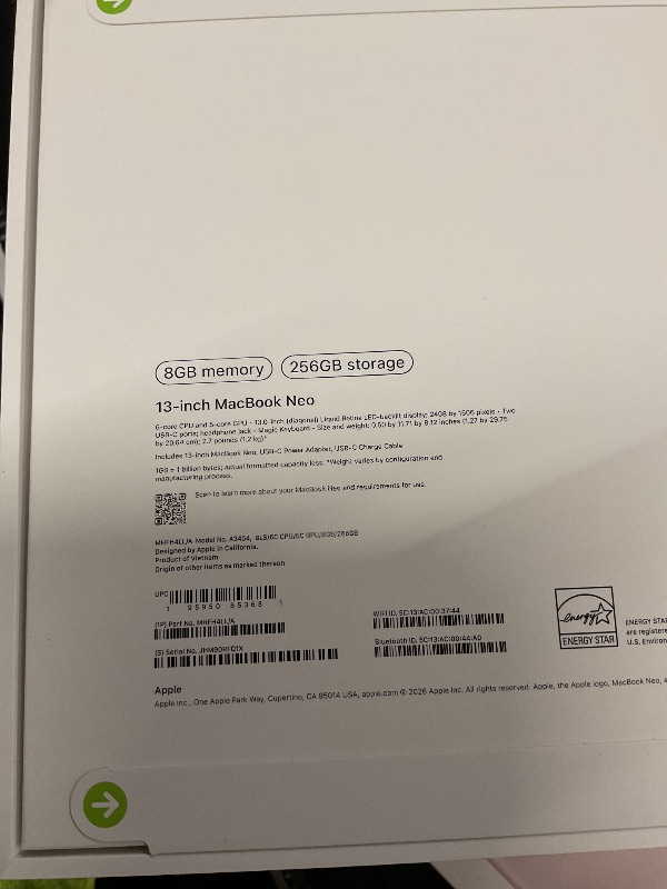 Photo 1 of FACTORY SEALED—- Apple 2026 MacBook Neo 13-inch Laptop with A18 Pro chip: Built for AI and Apple Intelligence, Liquid Retina Display, 8GB Unified Memory, 256GB SSD Storage, 1080p FaceTime HD Camera; Blush