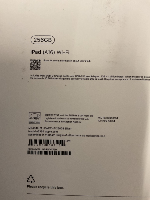 Photo 1 of FACTORY SEALED—- Apple iPad 11-inch: A16 chip, 11-inch Model, Liquid Retina Display, 256GB, Wi-Fi 6, 12MP Front/12MP Back Camera, Touch ID, All-Day Battery Life — Silver