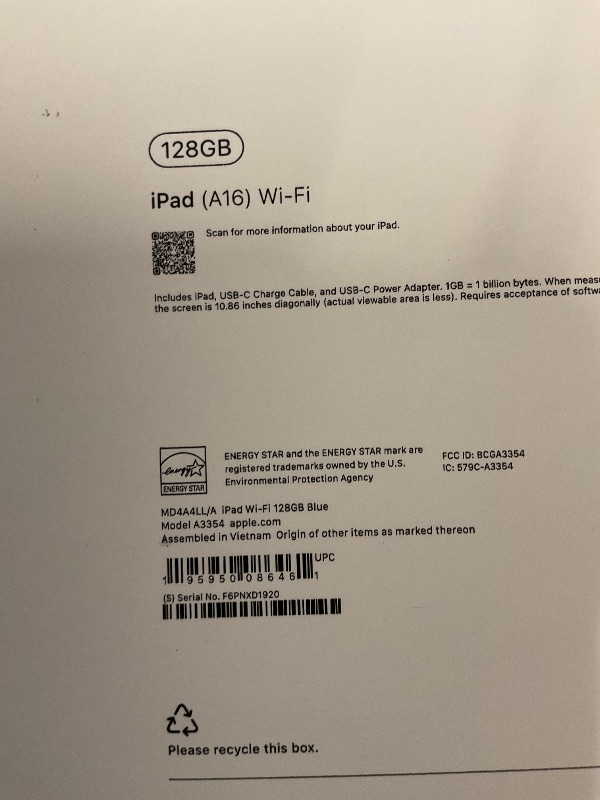 Photo 1 of Apple iPad 11-inch: A16 chip, 11-inch Model, Liquid Retina Display, 128GB, Wi-Fi 6, 12MP Front/12MP Back Camera, Touch ID, All-Day Battery Life — Blue