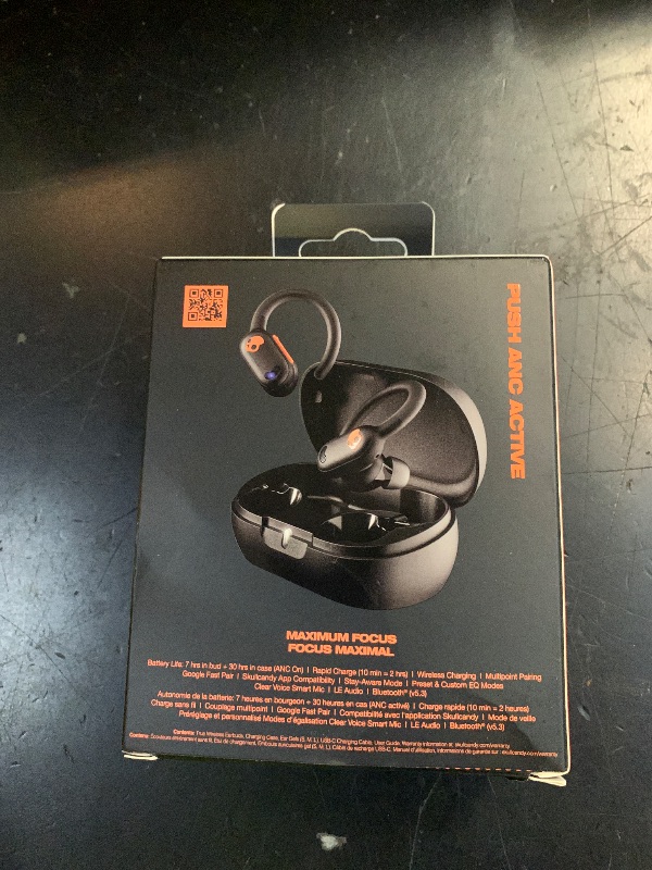 Photo 1 of Skullcandy Push ANC Active Noise Cancelling Wireless Earbuds - Black/Orange