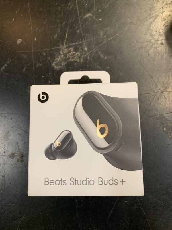 Photo 1 of **USED** Beats Studio Buds + | True Wireless Noise Cancelling Earbuds, Enhanced Apple & Android Compatibility, Built-in Microphone, Sweat Resistant Bluetooth Headphones, Spatial Audio - Black/Gold