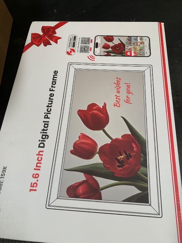 Photo 1 of 64GB Frameo 15.6" Digital Picture Frame Large 1920 x 1080 IPS FHD Touch Screen WiFi Electronic Photo Frames Share Moments Instantly Anywhere Best Gifts for Parents and Grandparents White