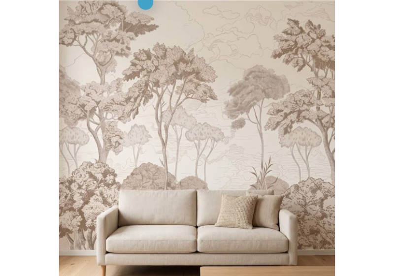 Photo 1 of Beige Forest Peel and Stick Wallpaper Woodland Landscape
157"x108" Self adhesive Wall Murals for Bedroom Livingroom Bathroom