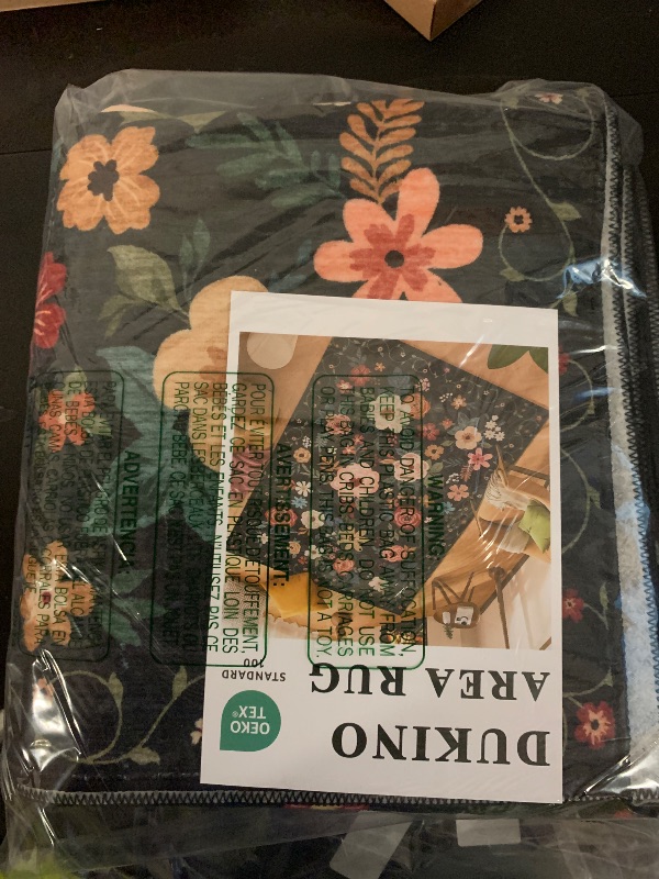 Photo 1 of DUKINO 2x8 Runner Rug, Floral Washable Kitchen Runner Rug Non Slip, Black