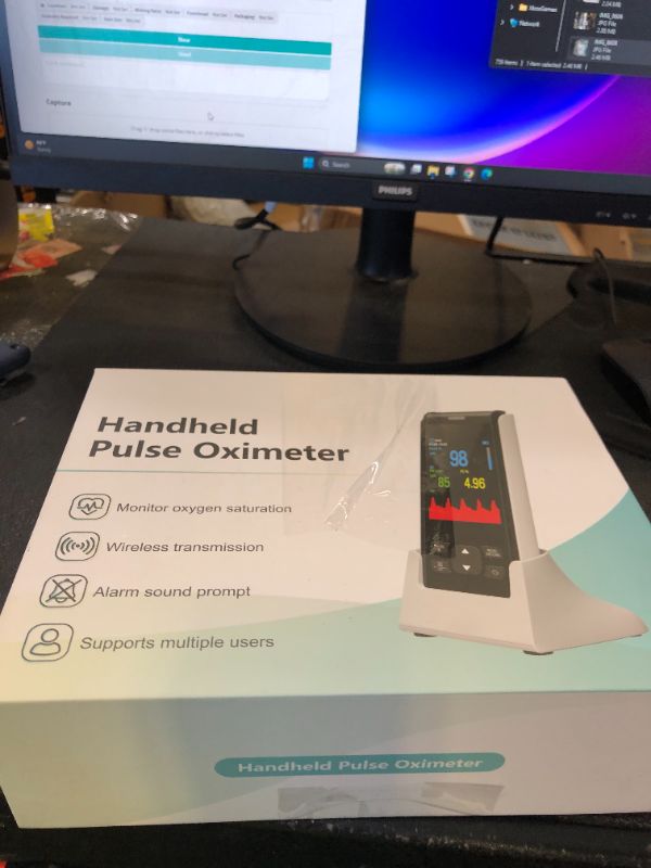 Photo 1 of HOLFENRY Rechargeable Handheld Pulse Oximeter-2 Probes for Adult Finger&Small Foot,Continuous SpO2&Heart Rate Monitor Oxygen Monitor Fingertip with Alarm&OLED Display,For Sports,Aviation,Wellness