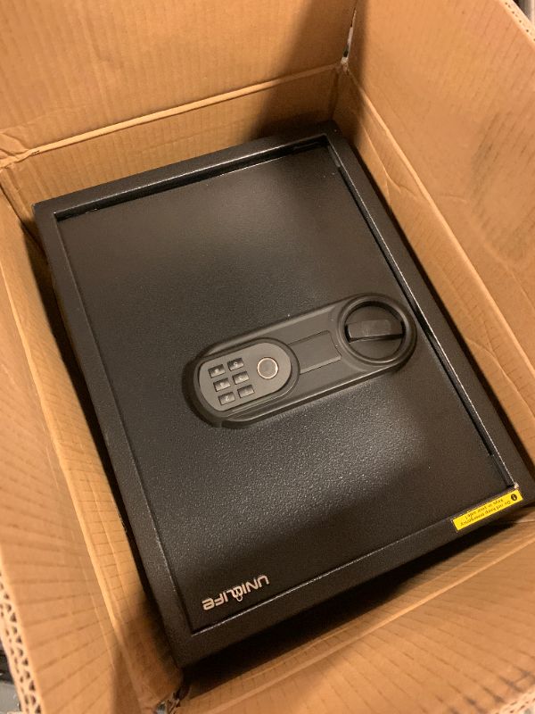 Photo 1 of Uniclife 71 Position Key Box, Wall Mount Key Lock Box with Code and Key Lock, Fingerprint Key Cabinet with Anti-Theft Key Drop Slot & Keypad, Keys Safe for Office Hotel & Company