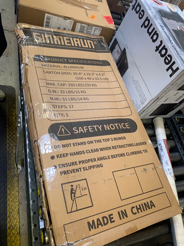 Photo 1 of SINMEIRUN Telescoping Ladder, 16.5 FT Pro, 330 lbs Capacity; Orange