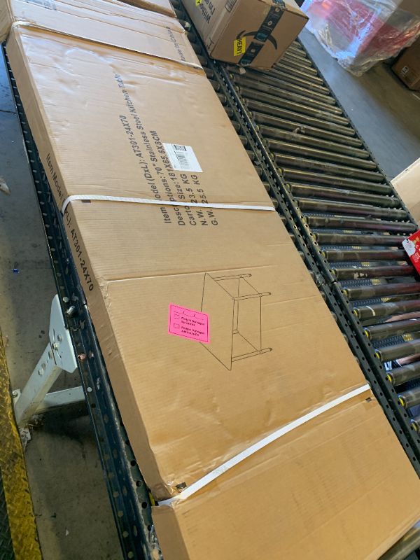 Photo 1 of Stainless Steel Table for Prep & Work, 24x70 Inches, Metal Commercial Heavy Duty Table with Adjustable Under Shelf for Restaurant, Home and Hotel