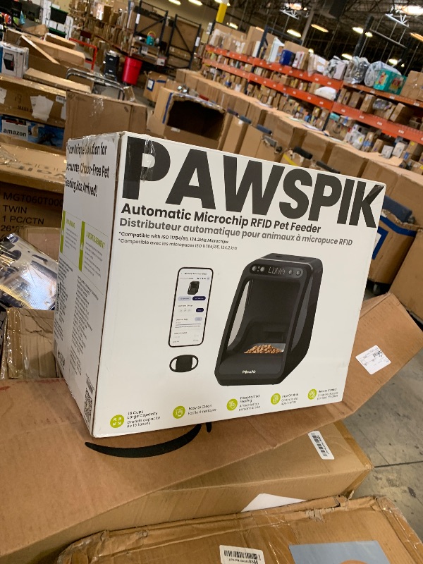 Photo 1 of PawsPik Automatic Microchip RFID Cat Feeder, 16-Cup, Black1081286018
