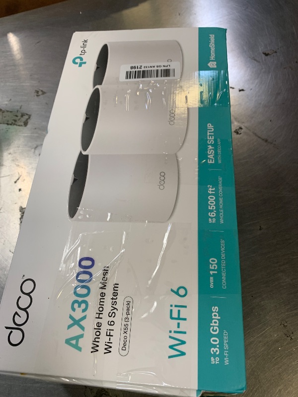 Photo 1 of TP-Link Deco X55 AX3000 WiFi 6 Mesh System - Covers up to 6500 Sq.Ft, Replaces Wireless Router and Extender, 3 Gigabit Ports per Unit, Supports Ethernet Backhaul, Deco X55(3-Pack)