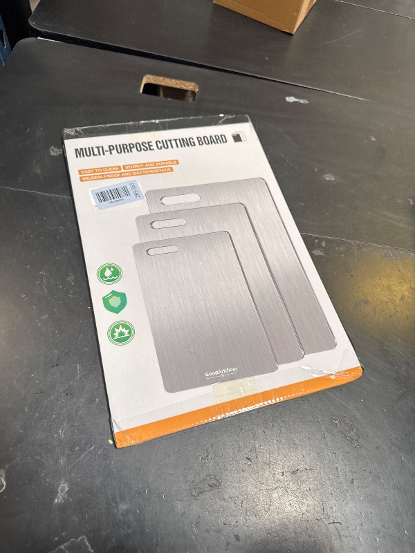 Photo 1 of Titanium Cutting Boards Set of 3, 100% Pure Titanium Kitchen Cutting Board, Double-Sided Non-Toxic Cutting Board, Ideal for Slicing and Dicing Meats, Features Handle, Dishwasher Safe
