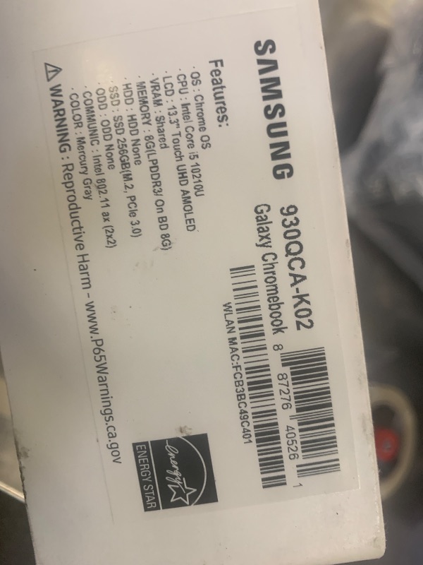 Photo 1 of Samsung Galaxy Chromebook 13.3" 4K AMOLED Touchscreen