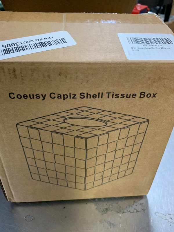 Photo 1 of Coeusy Capiz Shell Tissue Box Cover - Green Checkered