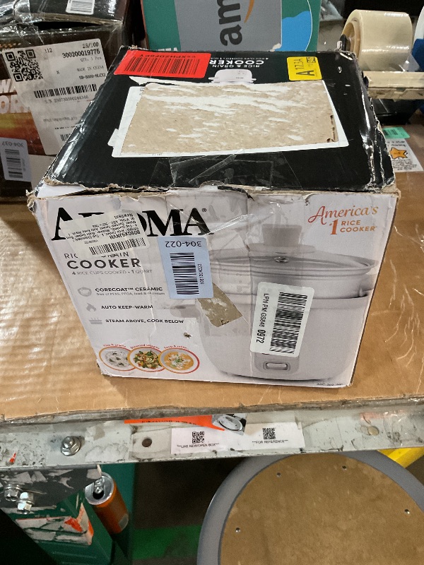 Photo 1 of **Missing lid** AROMA® Rice Cooker, 2-Cup (Uncooked) / 4-Cup (Cooked), Steamer, Grain Cooker, Soup Maker, Oatmeal Cooker, Auto Keep Warm, 1 Qt, White, ARC-302-1NG
