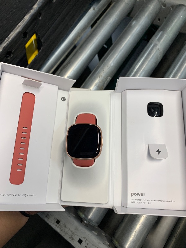 Photo 1 of ***LOCKED WILL NOT LINK TO DEVICE***Fitbit Versa 4 Fitness Smartwatch with Daily Readiness - 3-Month Google Health Premium Membership Included - GPS, 24/7 Heart Rate, 40+ Exercise Modes, Sleep Tracking - Pink Sand/Copper Rose