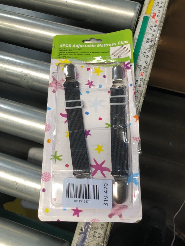 Photo 1 of ***MISSING PARTS*** BetyBedy 4Pcs Adjustable Bed Sheet Fasteners Suspenders, Elastic Sheet Band Straps Clips, Cover Grippers Suspenders Holder for Mattress Pad Cover, Sofa Cushion (Black)
