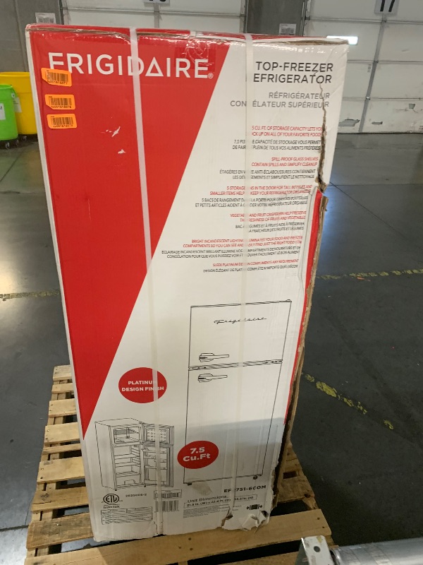 Photo 1 of ***FACTORY SEALED - OPENED FOR INSPECTION***Frigidaire, 2 Door Apartment Size Refrigerator/Freezer Combo, 7.5 cu ft, Platinum Series, Stainless, 23" D x 21.5" W x 55.5" H