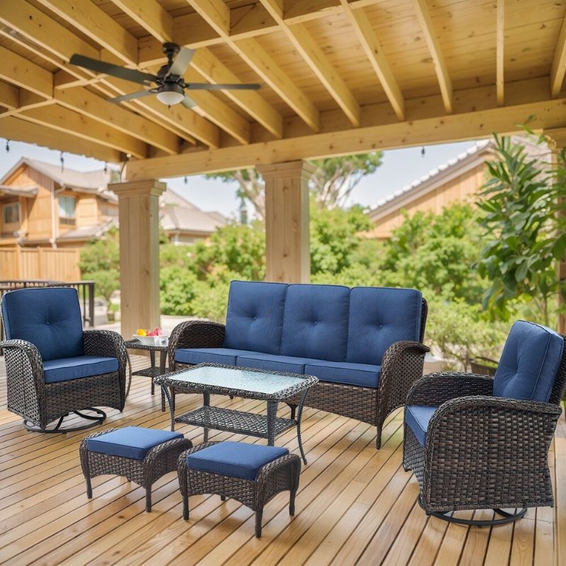Photo 1 of **MISSING MULTIPLE BOXES, PARTS ONLY** 7 Pieces Swivel Chairs Sofa Table Ottomans