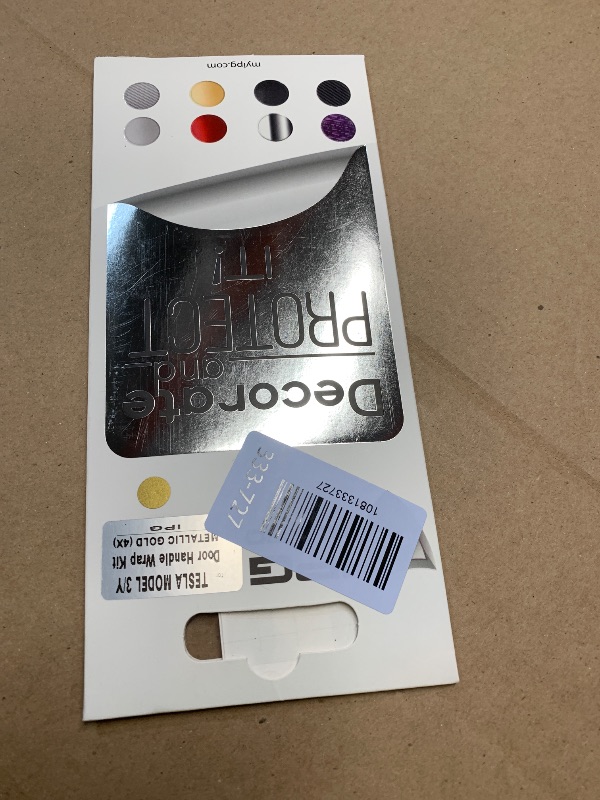 Photo 1 of ***Gold not black*** IPG for Tesla Model 3 / Model Y Door Handle Decal Sticker Wrap Kit (Set of 4) with Tesla Logo (Metallic Gold)
