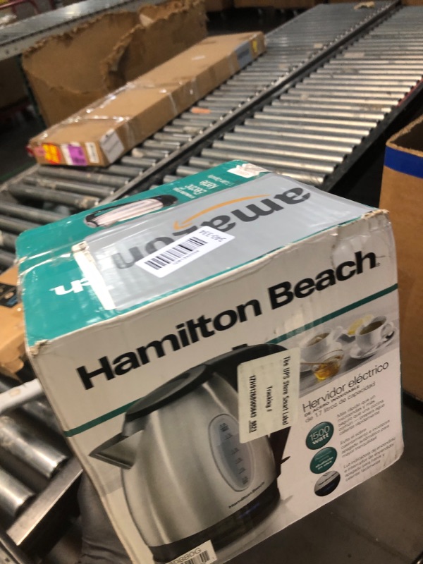 Photo 1 of ***ONE OF THE LIDS DOES NOT STAY CLOSED****
Hamilton Beach Electric Tea Kettle, Water Boiler & Heater, 1.7 Liter, Cordless Serving, 1500 Watts for Fast Boiling, Auto-Shutoff and Boil-Dry Protection, Stainless Steel (40880)