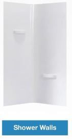 Photo 1 of ***STOCK PHOTO FOR REFERENCE ONLY***OVE Decors Breeze 34 in. Corner Shower Frosted Sliding Door, With Base and Walls in Chrome Finish