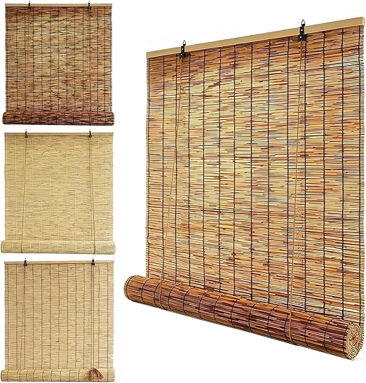 Photo 1 of ***PHOTO AND DESCRIPTION FOR REFERENCE ONLY***Outdoor Patio Bamboo Roll Up Blinds, Natural Bamboo Shades for Window, Light Filtering Roller Blinds, Anti-UV and Waterproof, Privacy Bamboo Shades for Porch, Pergola, Balcony(Brown)