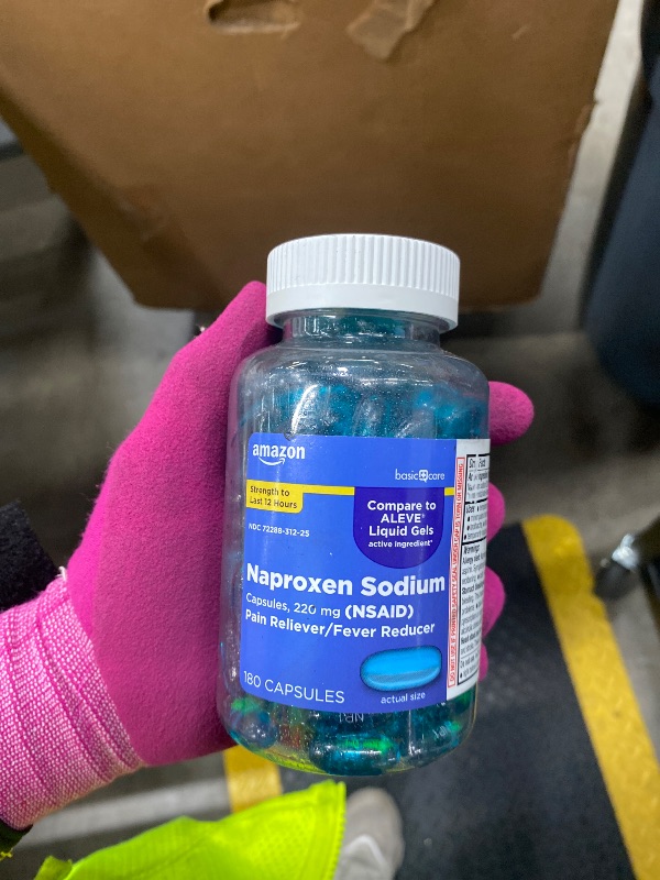 Photo 1 of ***FACTORY SEALED***Amazon Naproxen Sodium 220 Mg Liquid Gels, Pain Relief & Fever Reducer 180 Cap***FACTORY SEALED***