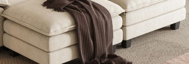 Photo 1 of ***PARTIAL SET/ONLY 2 CUSHIONS AND 2 SIDES***LINSY HOME 90" Modular Modern Comfy 2 Movable Ottoman, Perfect for Living Room, Apartment, Office, Beige